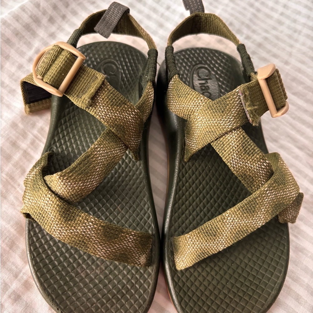 Chaco Green and Tan Strappy Sandals
